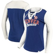 Add Denver Broncos NFL Pro Line by Fanatics Branded Women's True Classics Lace Up Long Sleeve T-Shirt – Royal/Cream To Your NFL Collection