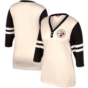 Add Pittsburgh Steelers Mitchell & Ness Women's Shoot Out Henley 3/4-Sleeve V-Neck T-Shirt – Cream To Your NFL Collection