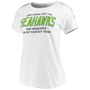 Add Seattle Seahawks Junk Food Women's Cheer Rolled Sleeves T-Shirt – White/College Navy To Your NFL Collection