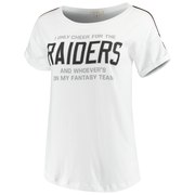 Add Oakland Raiders Junk Food Women's Cheer Rolled Sleeves T-Shirt – White/Black To Your NFL Collection