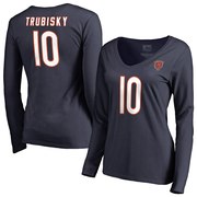 Add Mitchell Trubisky Chicago Bears NFL Pro Line by Fanatics Branded Women's Authentic Stack Name & Number V-Neck Long Sleeve T-Shirt – Navy To Your NFL Collection