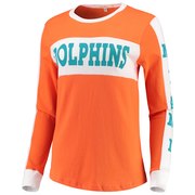 Add Miami Dolphins Junk Food Women's Color Block Racer Long Sleeve T-Shirt - Orange To Your NFL Collection