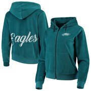 Add Philadelphia Eagles Women's Velour Suit Full-Zip Hoodie – Midnight Green To Your NFL Collection