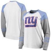 Add New York Giants '47 Women's Match Distressed Raglan T-Shirt - Heathered Gray To Your NFL Collection