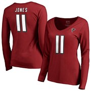 Add Julio Jones Atlanta Falcons NFL Pro Line by Fanatics Branded Women's Authentic Stack Name & Number Long Sleeve V-Neck T-Shirt - Red To Your NFL Collection