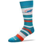 Add Miami Dolphins For Bare Feet Women's Soft Stripe Quarter-Length Socks To Your NFL Collection