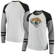 Add Jacksonville Jaguars '47 Women's Match Distressed Raglan T-Shirt - Heathered Gray To Your NFL Collection