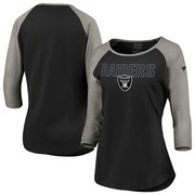 Add Oakland Raiders NFL Pro Line by Fanatics Branded Women's Iconic Color Block 3/4-Sleeve Raglan T-Shirt – Black/Heathered Gray To Your NFL Collection