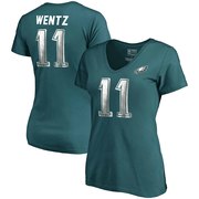 Add Carson Wentz Philadelphia Eagles NFL Pro Line by Fanatics Branded Women's Authentic Foil Stack Name & Number V-Neck T-Shirt - Midnight Green To Your NFL Collection