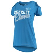 Add Detroit Lions G-III 4Her by Carl Banks Women's Make the Cut Scoop Neck Cold Shoulder T-Shirt – Blue To Your NFL Collection