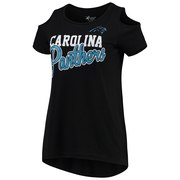 Add Carolina Panthers G-III 4Her by Carl Banks Women's Make the Cut Scoop Neck Cold Shoulder T-Shirt – Black To Your NFL Collection
