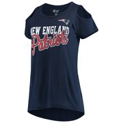 Add New England Patriots G-III 4Her by Carl Banks Women's Make the Cut Scoop Neck Cold Shoulder T-Shirt – Navy To Your NFL Collection