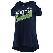 Add Seattle Seahawks G-III 4Her by Carl Banks Women's Make the Cut Scoop Neck Cold Shoulder T-Shirt – College Navy To Your NFL Collection