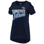 Add Tennessee Titans G-III 4Her by Carl Banks Women's Make the Cut Scoop Neck Cold Shoulder T-Shirt – Navy To Your NFL Collection