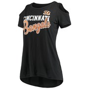 Add Cincinnati Bengals G-III 4Her by Carl Banks Women's Make the Cut Scoop Neck Cold Shoulder T-Shirt – Black To Your NFL Collection