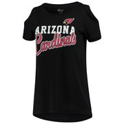 Add Arizona Cardinals G-III 4Her by Carl Banks Women's Make the Cut Scoop Neck Cold Shoulder T-Shirt – Black To Your NFL Collection