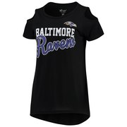 Add Baltimore Ravens G-III 4Her by Carl Banks Women's Make the Cut Scoop Neck Cold Shoulder T-Shirt – Black To Your NFL Collection