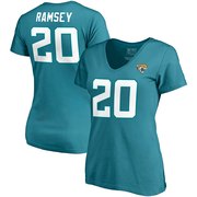 Add Jalen Ramsey Jacksonville Jaguars NFL Pro Line by Fanatics Branded Women's Team Authentic Stack Name & Number V-Neck T-Shirt – Teal To Your NFL Collection