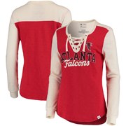 Add Atlanta Falcons NFL Pro Line by Fanatics Branded Women's True Classics Lace Up Long Sleeve T-Shirt – Red/Cream To Your NFL Collection