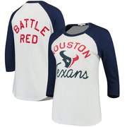 Add Houston Texans Junk Food Women's All American Raglan 3/4-Sleeve T-Shirt - White/Navy To Your NFL Collection