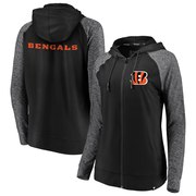 Add Cincinnati Bengals NFL Pro Line by Fanatics Branded Women's Made to Move Color Blast Full-Zip Raglan Hoodie – Black/Heathered Gray To Your NFL Collection