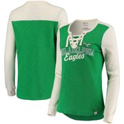 Add Philadelphia Eagles NFL Pro Line by Fanatics Branded Women's True Classics Lace Up Long Sleeve T-Shirt – Green/Cream To Your NFL Collection