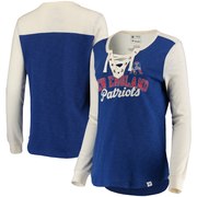 Add New England Patriots NFL Pro Line by Fanatics Branded Women's True Classics Lace Up Long Sleeve T-Shirt – Royal/Cream To Your NFL Collection