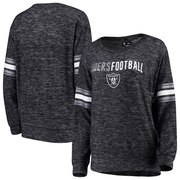 Add Oakland Raiders New Era Women's Glitter Space Dye Crew Neck Tri-Blend Sweatshirt - Black To Your NFL Collection