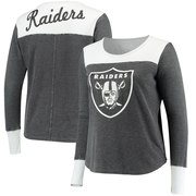 Add Oakland Raiders Touch by Alyssa Milano Women's Plus Size Blindside Tri-Blend Long Sleeve Thermal T-Shirt - Black/Silver To Your NFL Collection