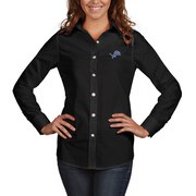 Add Detroit Lions Antigua Women's Dynasty Woven Button Up Long Sleeve Shirt - Black To Your NFL Collection
