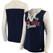 Add New York Giants NFL Pro Line by Fanatics Branded Women's True Classics Lace Up Long Sleeve T-Shirt – Navy/Cream To Your NFL Collection