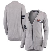 Add Denver Broncos Touch by Alyssa Milano Women's Varsity Girl V-Neck Long Sleeve Cardigan Sweater – Gray To Your NFL Collection