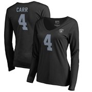 Add Derek Carr Oakland Raiders NFL Pro Line by Fanatics Branded Women's Authentic Stack Name & Number Long Sleeve V-Neck T-Shirt - Black To Your NFL Collection