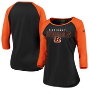 Add Cincinnati Bengals NFL Pro Line by Fanatics Branded Women's Iconic Color Block 3/4-Sleeve Raglan T-Shirt – Black/Orange To Your NFL Collection