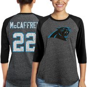 Add Christian McCaffrey Carolina Panthers Majestic Women's Player Name & Number Tri-Blend 3/4-Sleeve Raglan T-Shirt - Black To Your NFL Collection