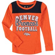 Add Denver Broncos 5th & Ocean by New Era Girls Youth Glitter Football Long Sleeve T-Shirt – Orange To Your NFL Collection