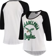 Add Philadelphia Eagles 5th & Ocean by New Era Women's Plus Size 3/4-Sleeve Raglan T-Shirt - White/Black To Your NFL Collection