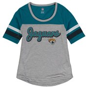 Add Jacksonville Jaguars Girls Youth Fan-Tastic Short Sleeve T-Shirt - Heathered Gray/Teal To Your NFL Collection