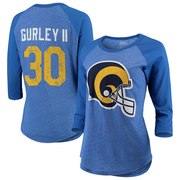 Add Todd Gurley II Los Angeles Rams Majestic Threads Women's Player Name & Number Raglan Tri-Blend 3/4-Sleeve T-Shirt – Royal To Your NFL Collection