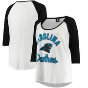 Add Carolina Panthers 5th & Ocean by New Era Women's Plus Size 3/4-Sleeve Raglan T-Shirt - White/Black To Your NFL Collection