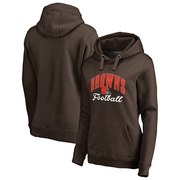 Order Cleveland Browns NFL Pro Line by Fanatics Branded Women's Victory Script Pullover Hoodie - Brown at low prices.