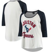 Add Houston Texans 5th & Ocean by New Era Women's Plus Size 3/4-Sleeve Raglan T-Shirt - White/Navy To Your NFL Collection