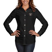 Add Oakland Raiders Antigua Women's Dynasty Woven Button Up Long Sleeve Shirt - Black To Your NFL Collection