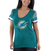 Add Miami Dolphins Majestic Women's Classic Moment T-Shirt - Aqua/Heathered Gray To Your NFL Collection