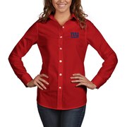 Add New York Giants Antigua Women's Dynasty Woven Button Up Long Sleeve Shirt - Red To Your NFL Collection