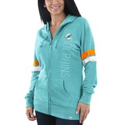 Add Miami Dolphins Majestic Women's Athletic Tradition Full-Zip Hoodie - Heathered Aqua To Your NFL Collection