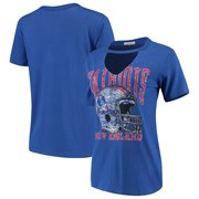 Add New England Patriots Junk Food Women's Fashion Cut Out V-Neck T-Shirt – Royal To Your NFL Collection