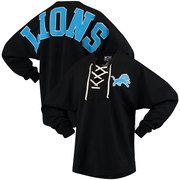 Add Detroit Lions NFL Pro Line by Fanatics Branded Women's Spirit Jersey Long Sleeve Lace Up T-Shirt - Black To Your NFL Collection