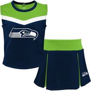 Add Seattle Seahawks Youth Two-Piece Spirit Cheerleader Set - College Navy/Neon Green To Your NFL Collection