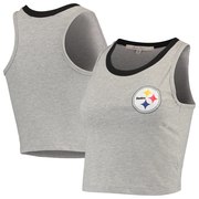 Add Pittsburgh Steelers Junk Food Women's Banded Crop Tank Top – Heathered Gray To Your NFL Collection